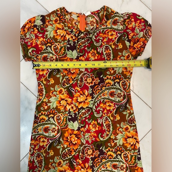 Vintage fall harvest Thanksgiving themed mini dress with collar by Victory - Picture 7 of 10